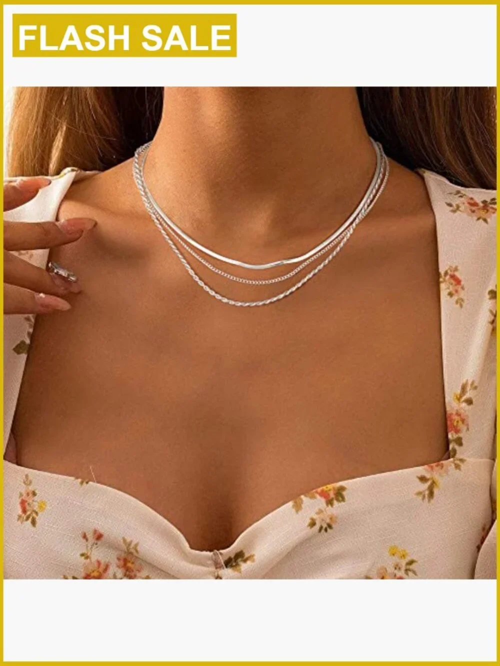 3 Piece Dainty Gold Layered Necklace Set 14-18.5 Inch - Picture 4 of 7
